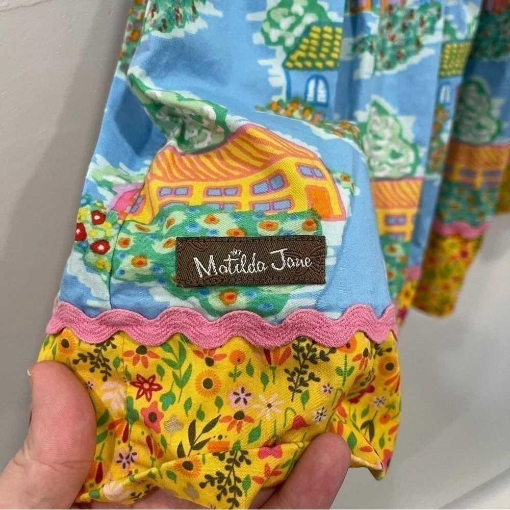 Matilda Jane Home Sweet Home Dress Size 4 Bib Ruffle Front